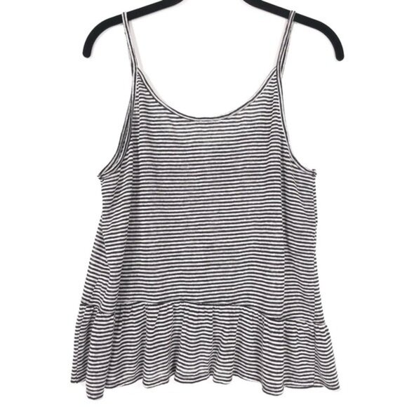 ALC Ava Tank Top 100% LINEN Striped Ruffle Front Spaghetti Strap Cami SMALL - Picture 3 of 9